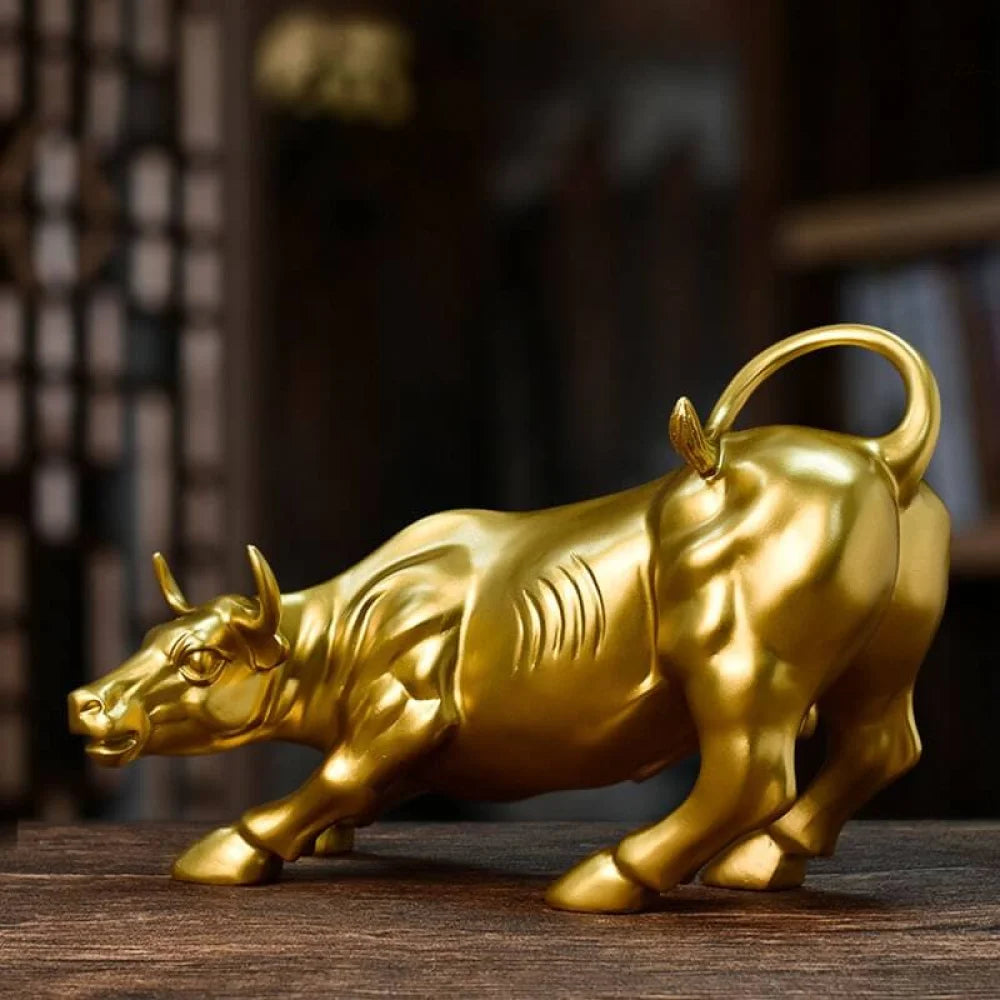 Golden Wall Street Bull Sculpture