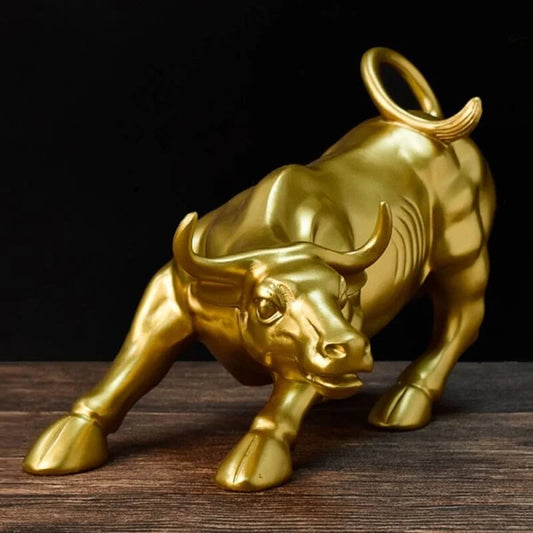 Golden Wall Street Bull Sculpture