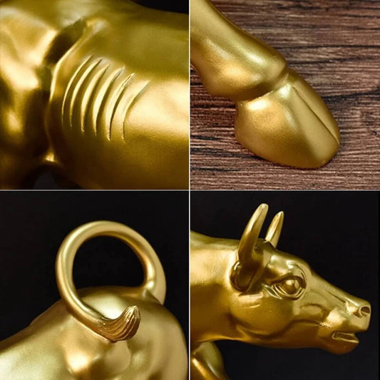 Golden Wall Street Bull Sculpture